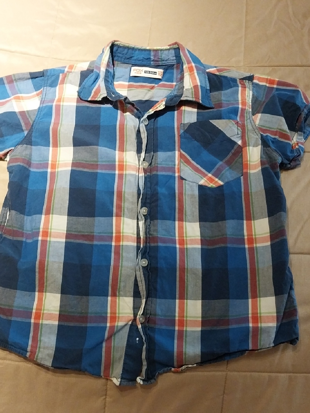 Fox Boys Blue Plaid Short-Sleeve Button-Down Shirt